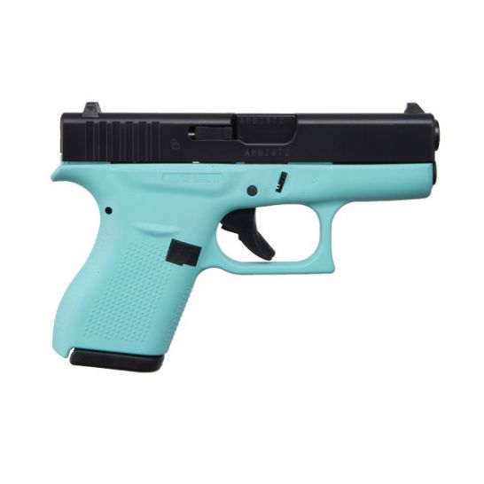 GLOCK 42 .380 ACP PISTOL, ROBIN’S EGG BLUE/BLACK