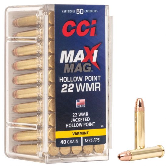 CCI .22 WINCHESTER MAGNUM RIMFIRE 40 GRAIN JACKETED HOLLOW POINT AMMUNITION 50RDS