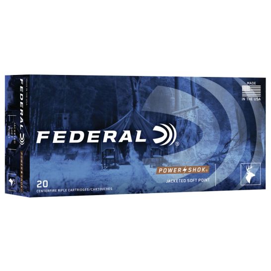 FEDERAL POWER-SHOK 150 GR JACKETED SOFT POINT .300 BLACKOUT AMMO, 20/BOX