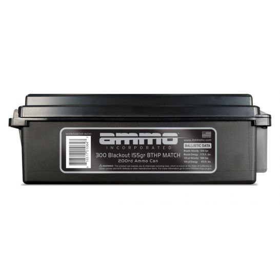 AMMO INC 155 GR BTHP MATCH .300 BLACKOUT AMMUNITION 200 ROUND AMMO CAN