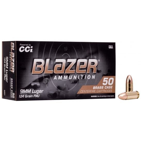 20 BOXES OF CCI BLAZER BRASS 9MM AMMO 124 GRAIN FMJ, 1000RDS