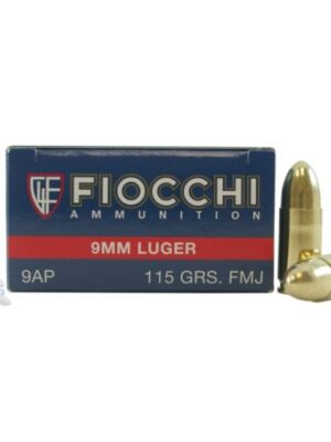 FIOCCHI 9MM AMMO 115 GRAIN FMJ 50RDS