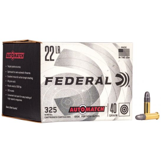 FEDERAL 22 LONG RIFLE 40GR SOLID CHAMPION AUTOMATCH AMMUNITION 325RDS
