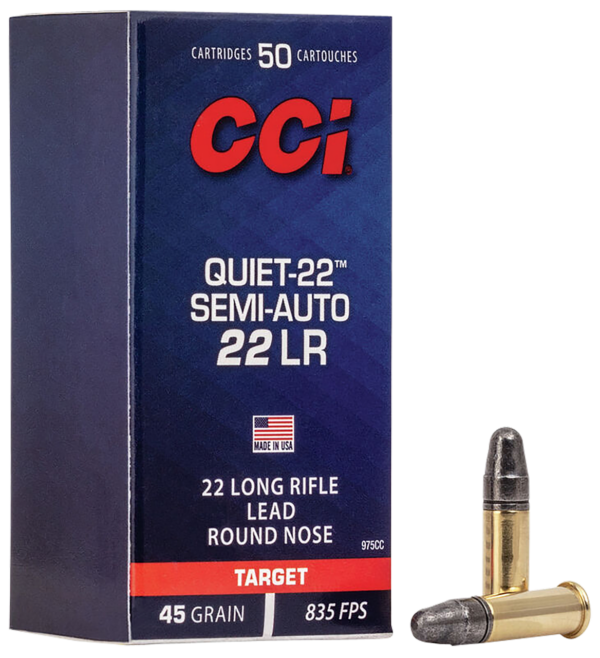 CCI Semi-Auto Quiet 22 Long Rifle Lead Round Nose 45 Grain 50 Rounds