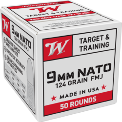 Winchester Ammo W9nato50 Usa 9mmnato 124gr Full Metal Jacket 50 Rounds