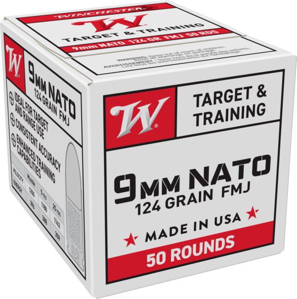 Winchester Ammo W9nato50 Usa 9mmnato 124gr Full Metal Jacket 50 Rounds